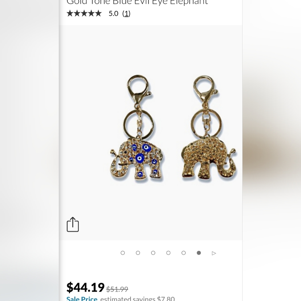 Gold and Blue Elephant Key Holder - Picture 4 of 4